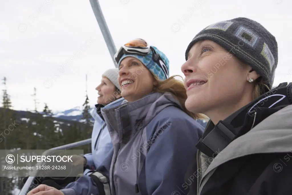 Women on Ski Lift, Whistler, BC, Canada   