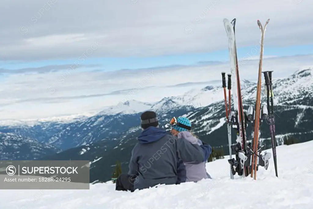 Couple Taking a Break from Skiing Whistler, BC, Canada   