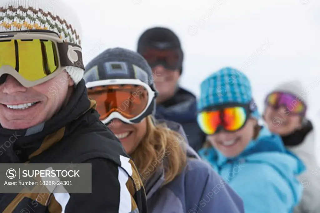 Portrait of People Wearing Ski Goggles   