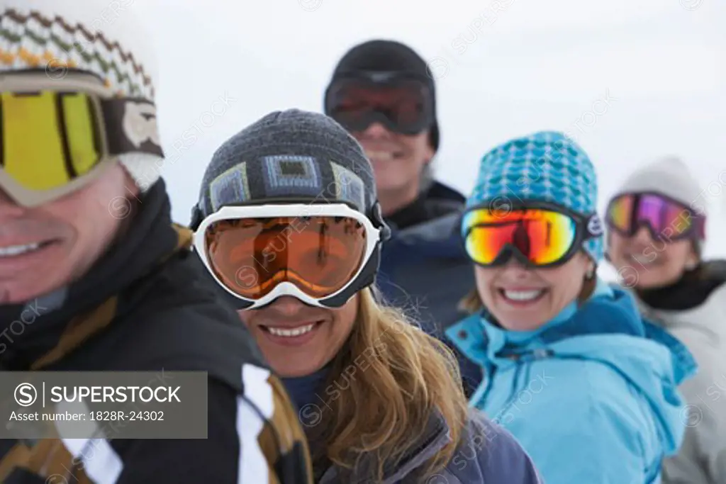 Portrait of People Wearing Ski Goggles   