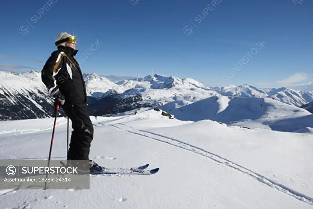 Man Skiing, Whistler, BC, Canada   