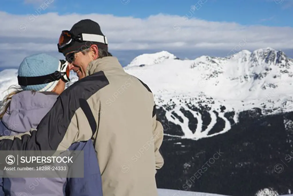 Couple on Ski Hill, Whistler, BC, Canada   