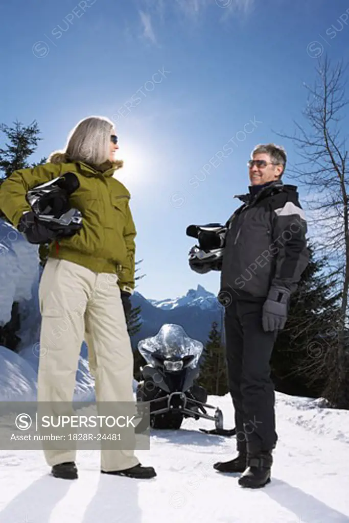 Couple with Snowmobile   