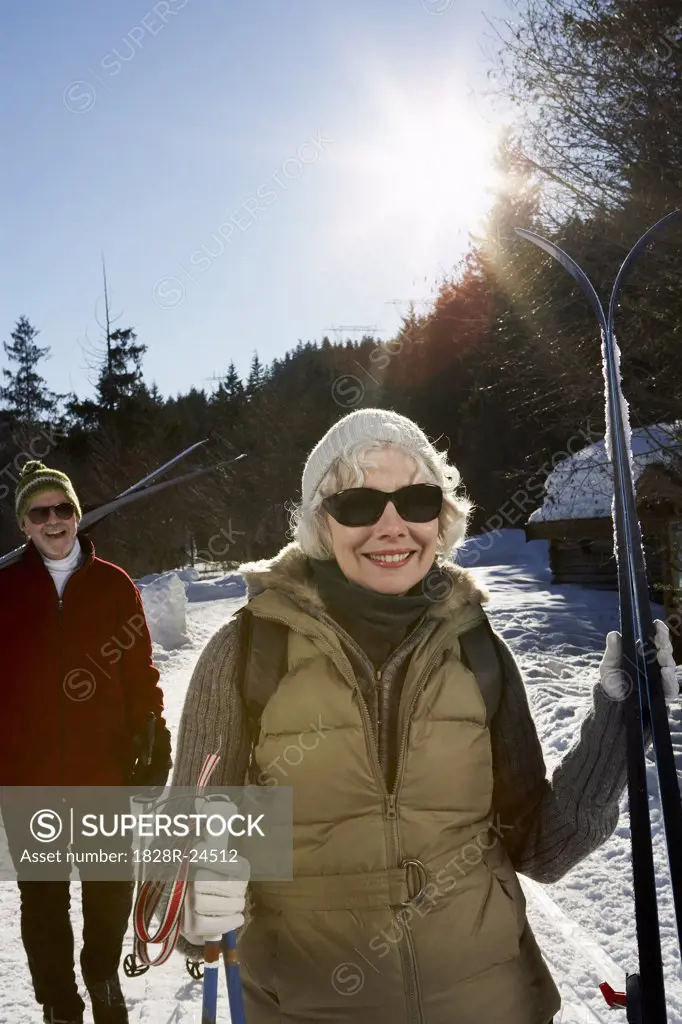 Portrait of Couple with Skis   