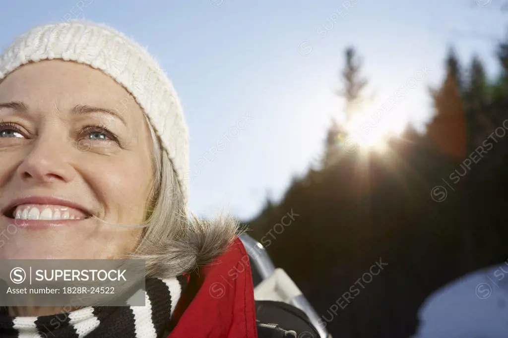 Woman Outdoors in Winter   