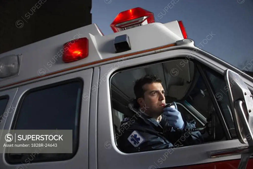 Paramedic inside Ambulance   