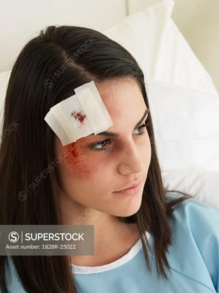 Woman in Hospital with Black Eye   