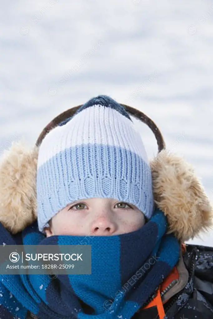 Portrait of Boy in Winter   