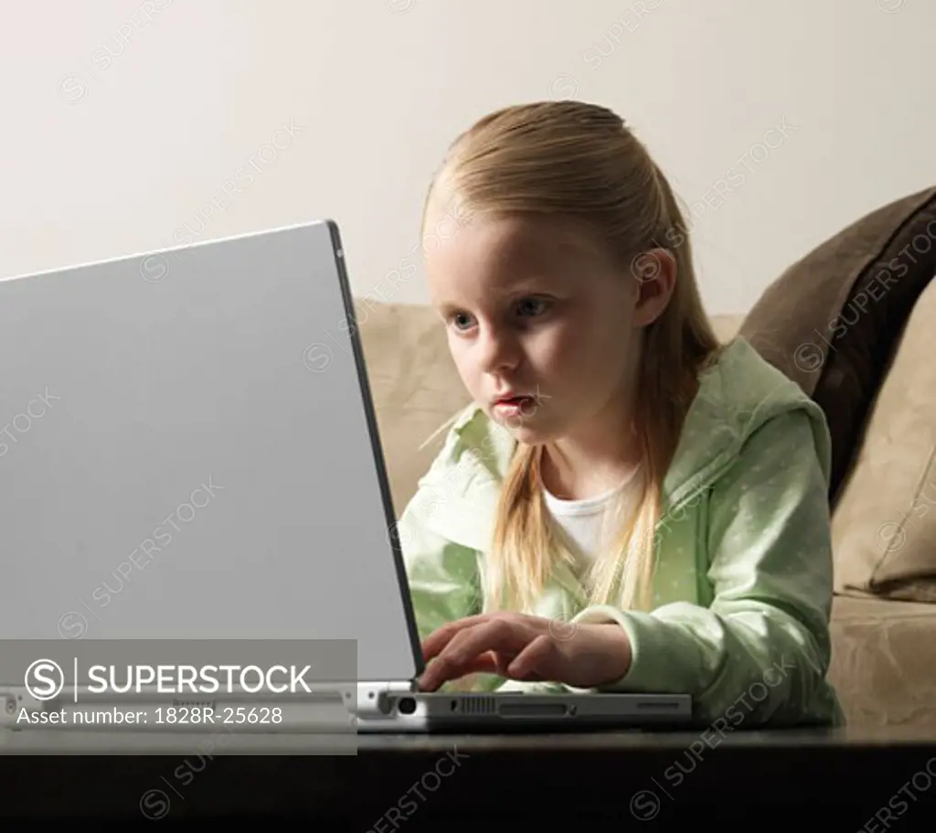 Girl Using Laptop   