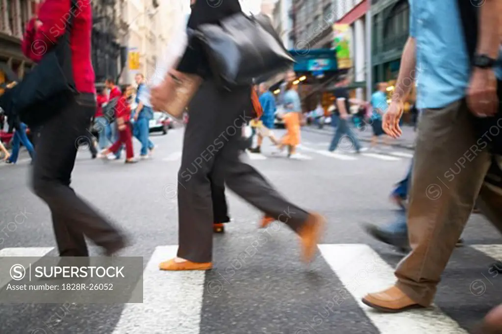 Pedestrians Crossing the Street, Soho, New York, USA   