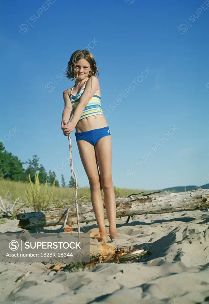 Portrait of Girl on Beach   