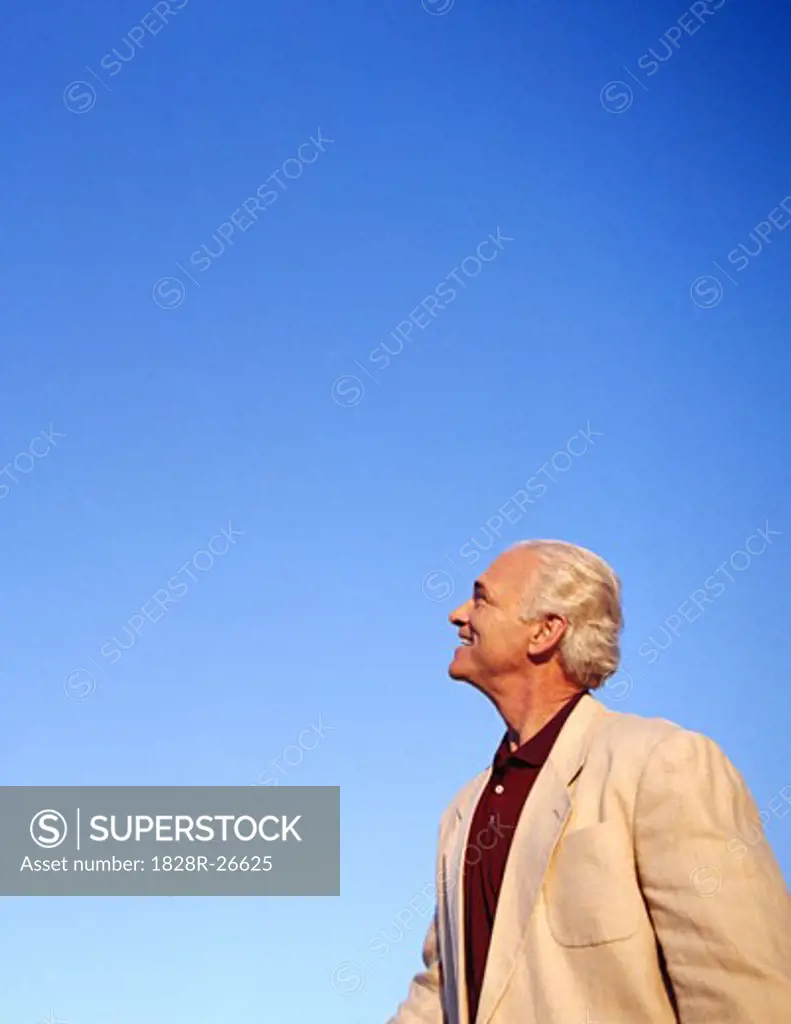 Portrait of Man Looking up to the Sky   
