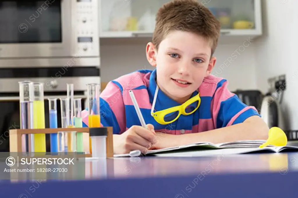 Boy Working on Homework   
