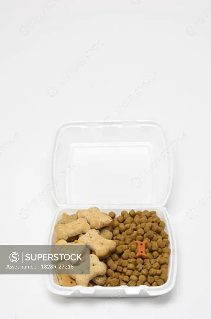 Dog Treats and Food in Styrofoam Container   