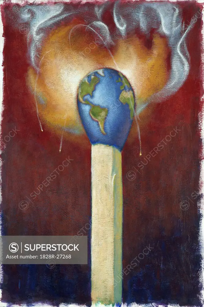 Illustration of the World at the Tip of a Burning Match   