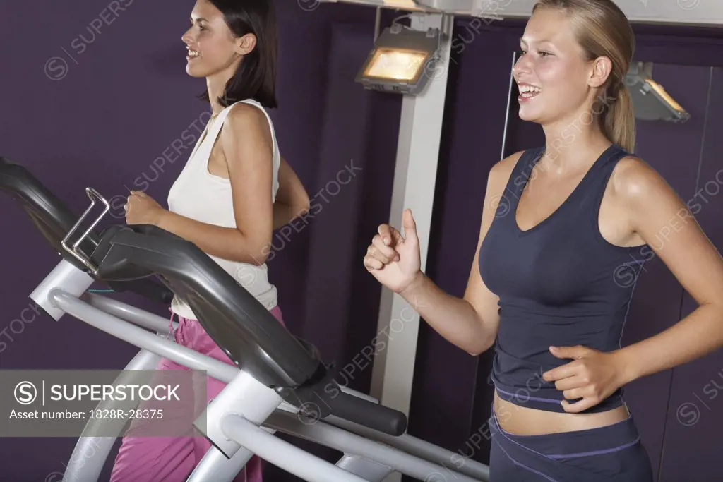 Women Working Out on Treadmills   