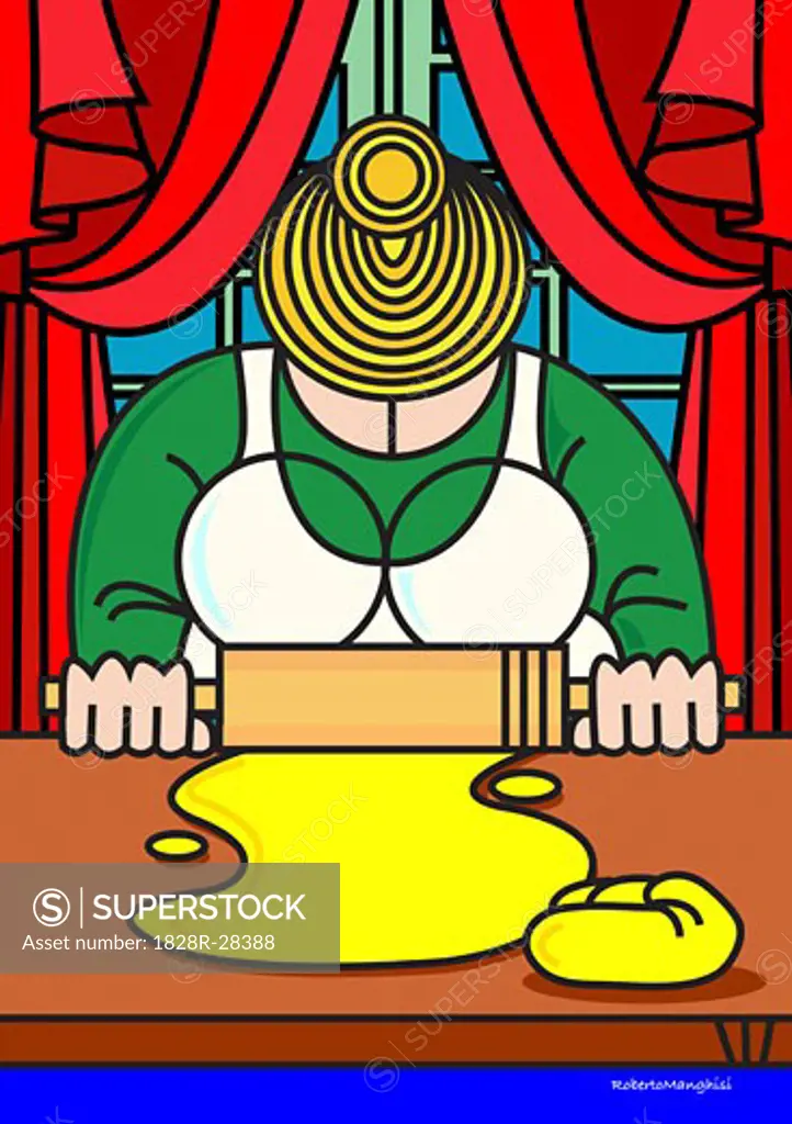 Illustration of Woman Baking   