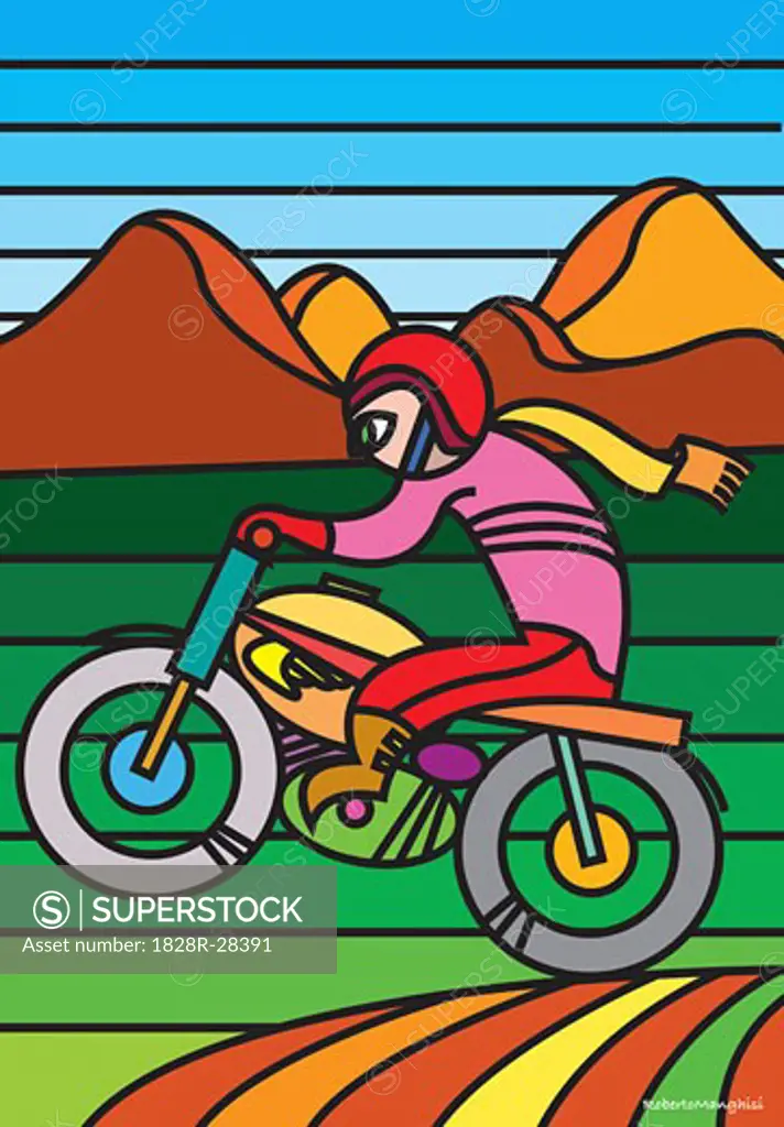 Illustration of Dirt Bike Rider   