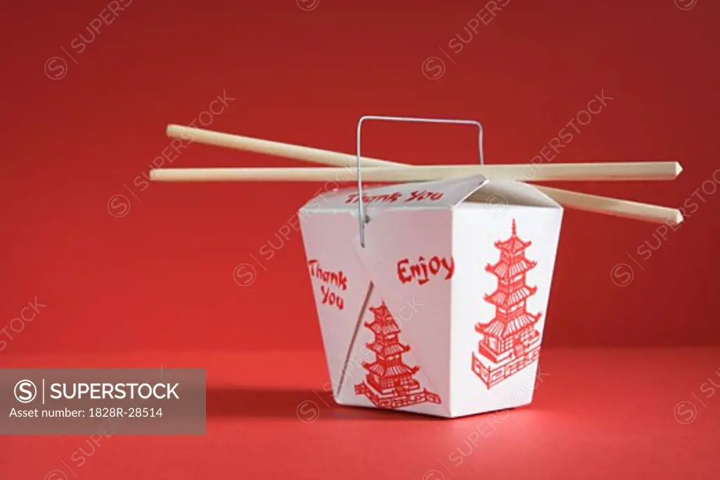 Carton of Chinese Food with Chopsticks   