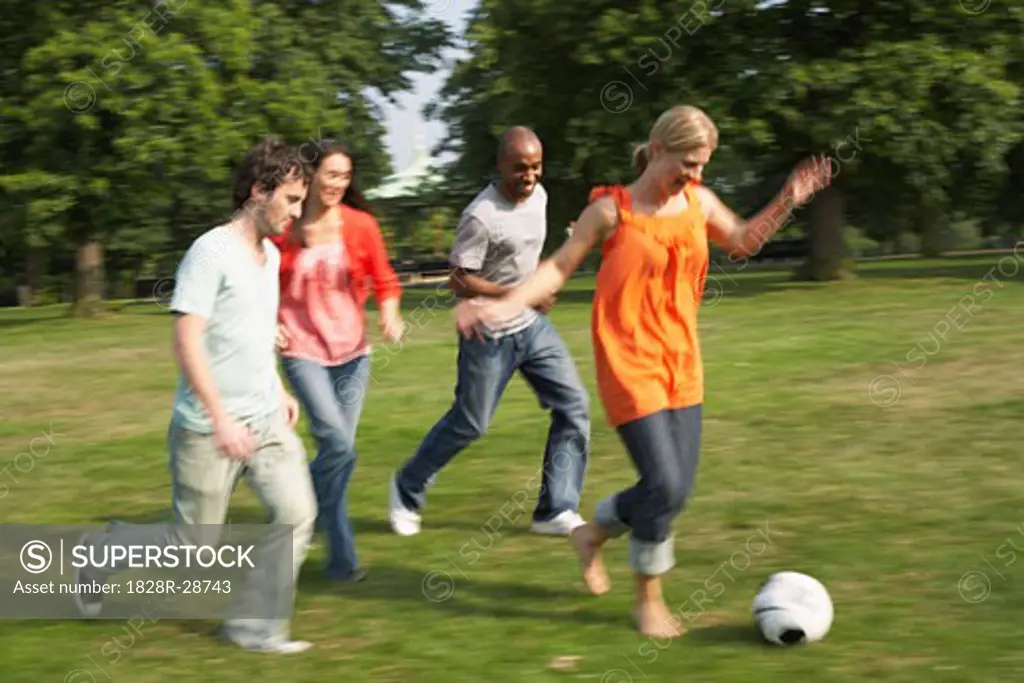 Friends Playing Soccer   