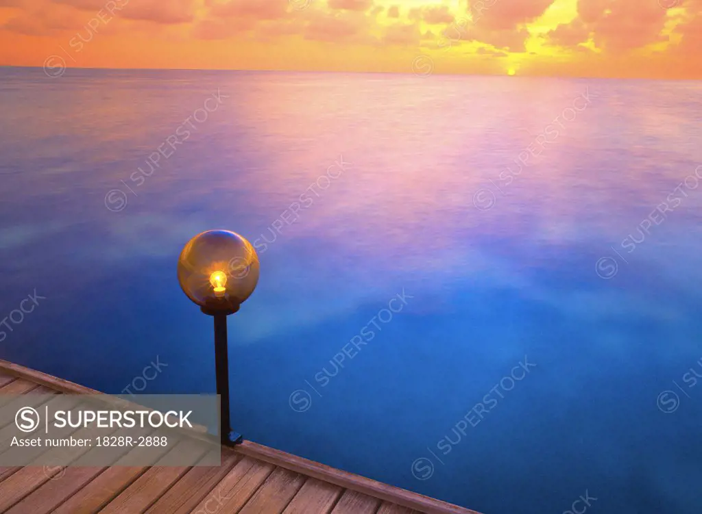 Dock at Sunset, Velidhu Island, Maldive Islands   