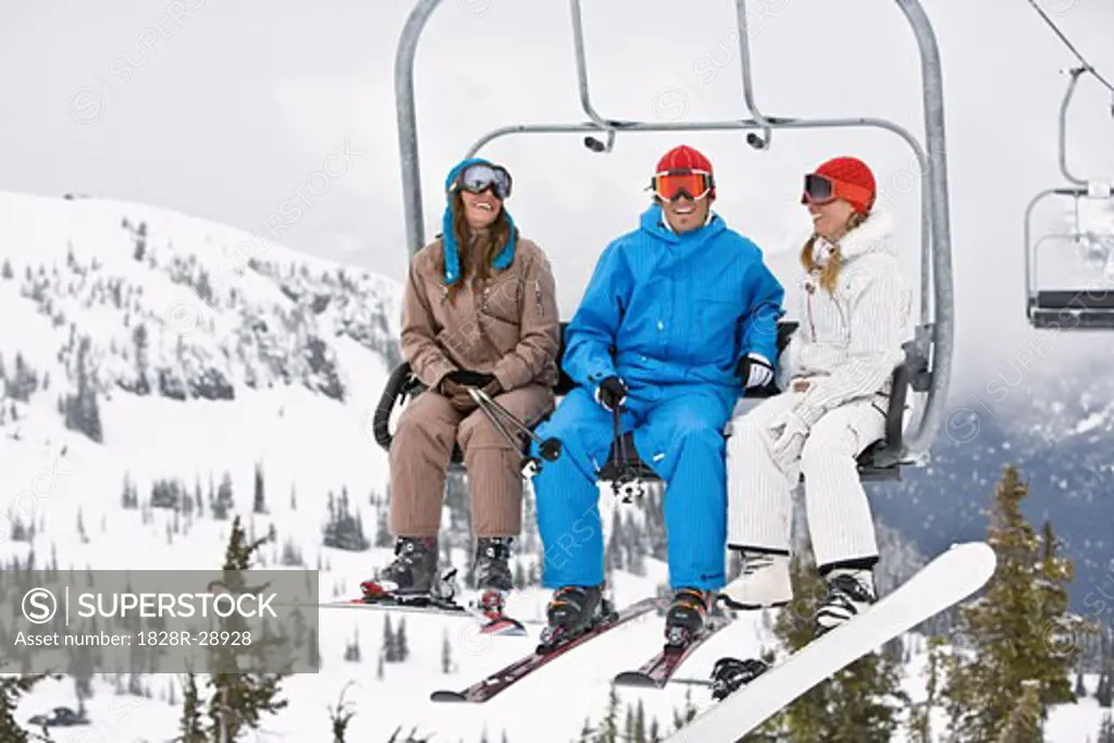 People on Ski Lift, Whistler-Blackcomb, British Columbia, Canada   