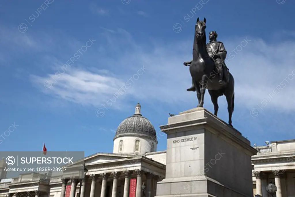 King George IV Statue in Trafalgar Square, London, England
