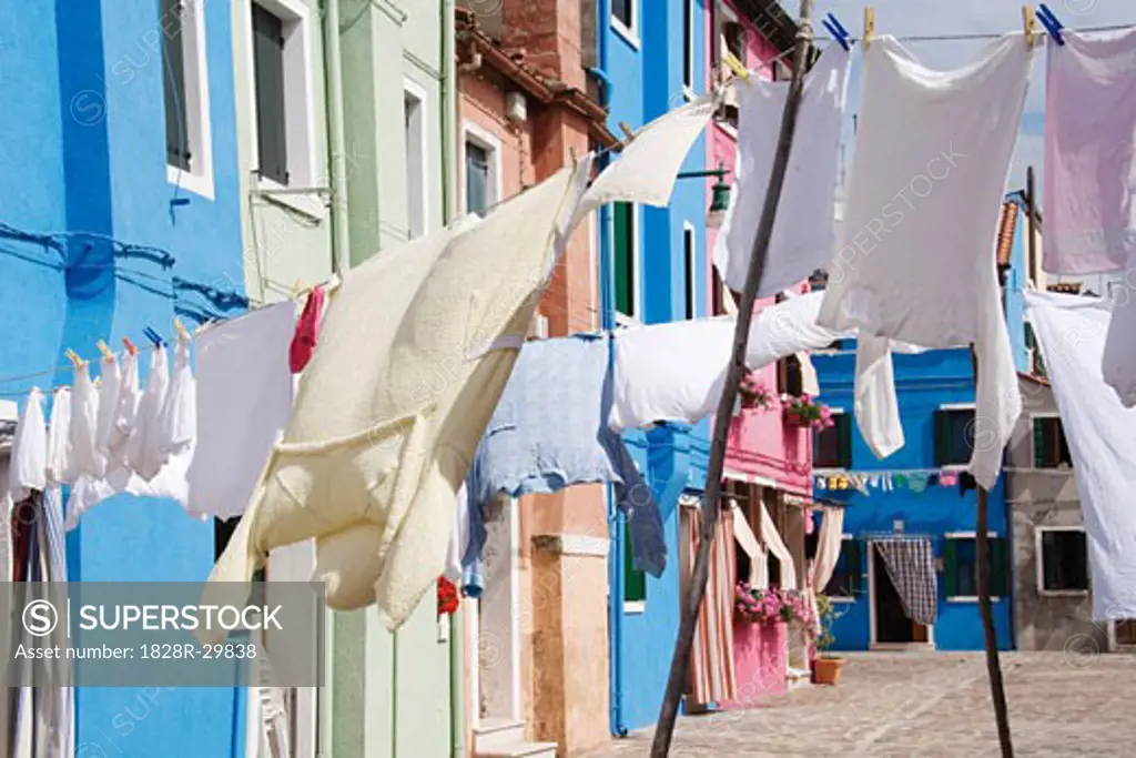 Laundry Hanging Outside, Burano, Venice, Italy   