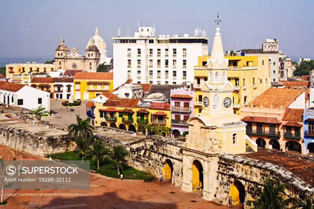 Plaza de los Coches and Puerta de Reloj, Cartagena, Colombia   