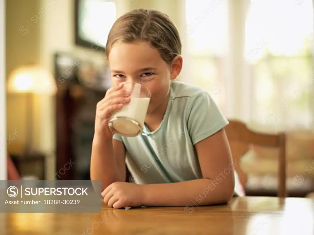 Little Girl Drinking Milk   