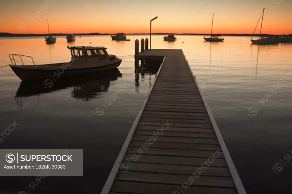 Boats and Dock, Lake Macquarie, New South Wales, Australia   