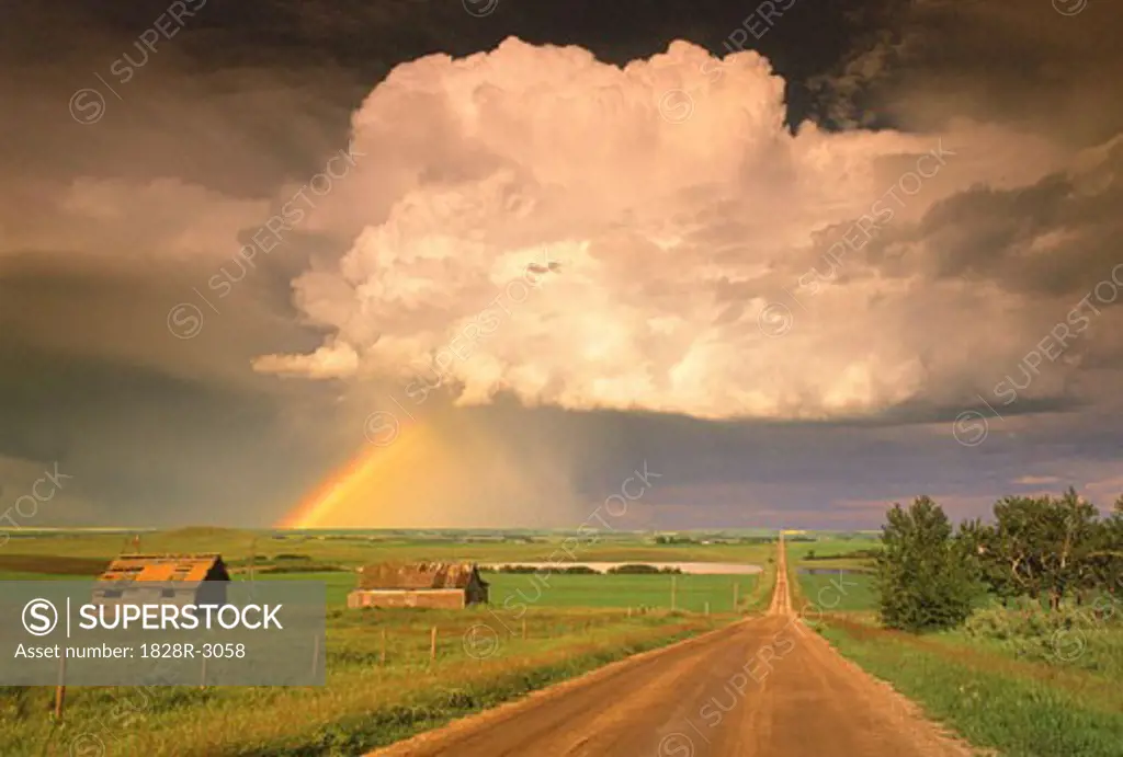 Rainbow and Passing Storm Airdrie, Alberta, Canada   