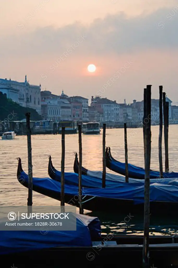 Gondolas on Canal, Venice, Veneto, Italy   