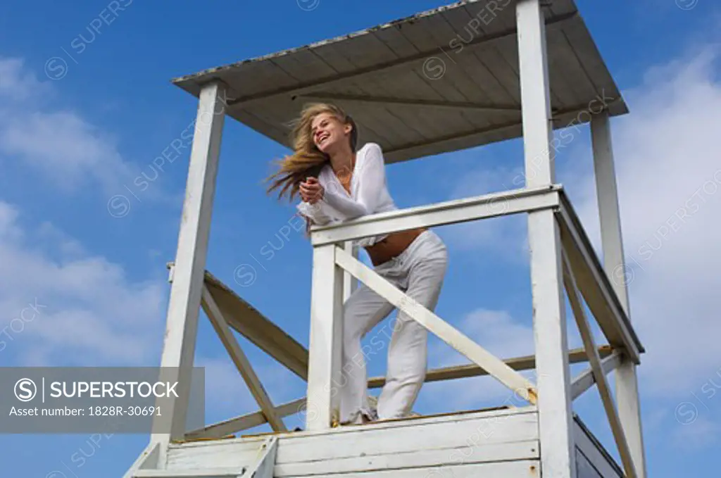 Woman on Lifeguard Station   