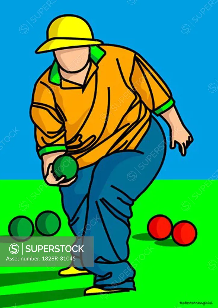 Illustration of Person Playing Bocce   