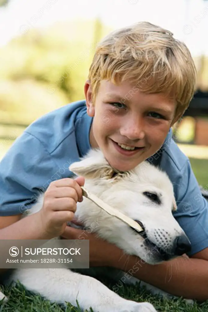 Portrait of Boy With His Dog   