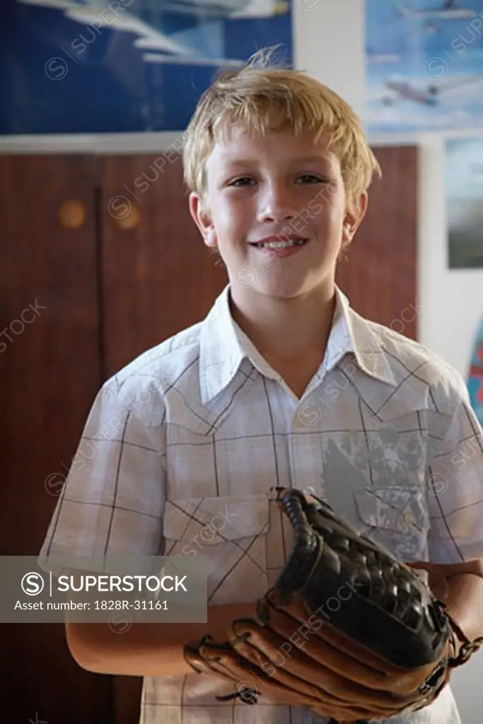 Portrait of Boy With Baseball Glove   