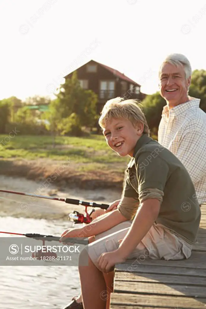 Grandfather and Grandson Fishing   