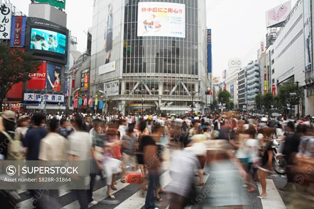 People Crossing at Shibuya Station, Toyko, Japan   