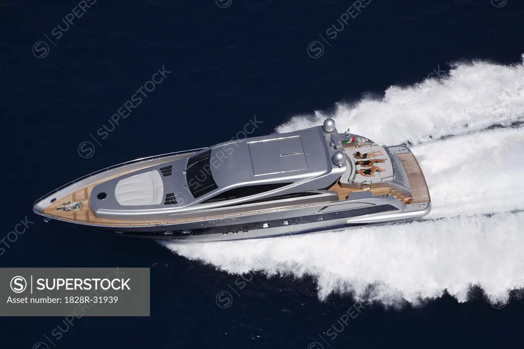 Aerial View of Luxury Yacht   