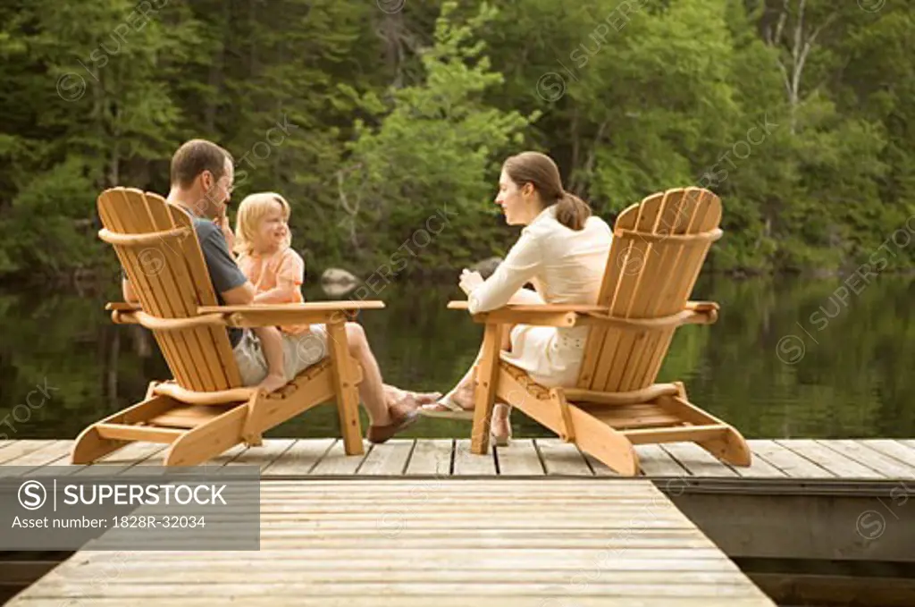Family on Dock by Lake   