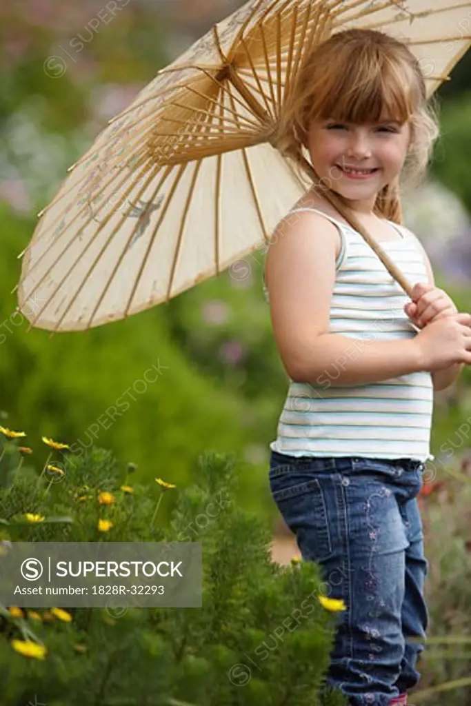 Little Girl Holding Umbrella   