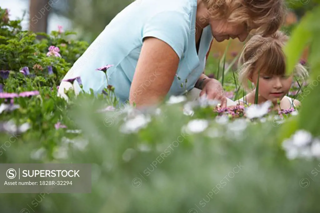 Grandmother and Granddaughter at Garden   