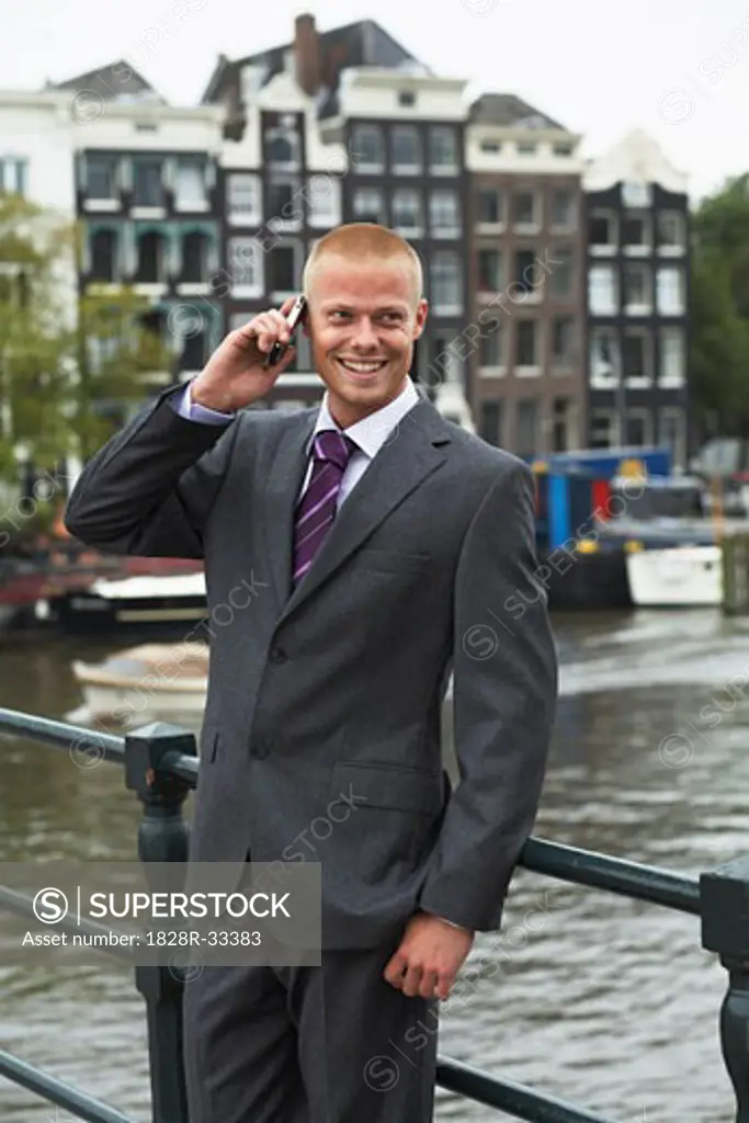 Businessman with Cellular Phone, Amsterdam, Netherlands   