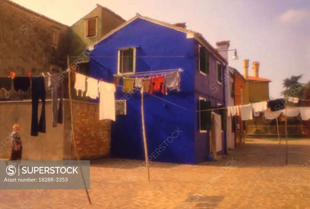 Clothes Out to Dry Island of Burano Venetian Lagoon, Italy   
