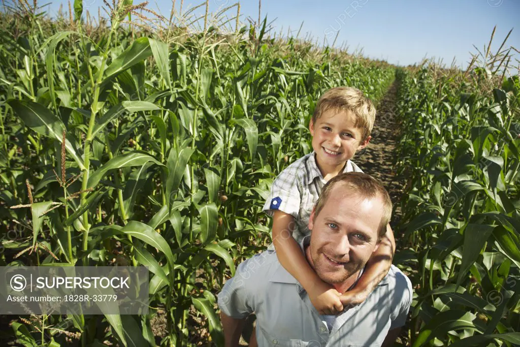 Father and Son in Cornfield   