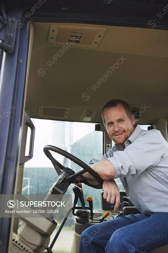 Portrait of Farmer in Tractor   