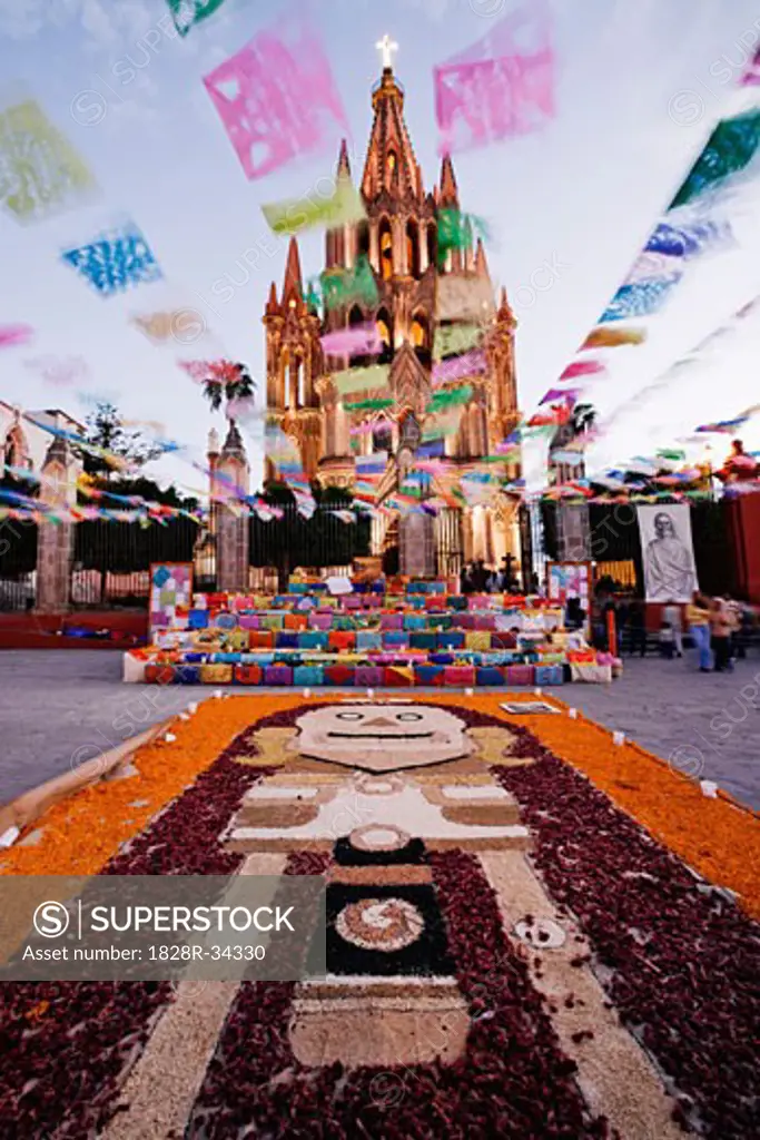 La Parroquia During Day of the Dead, San Miguel de Allende, Mexico   