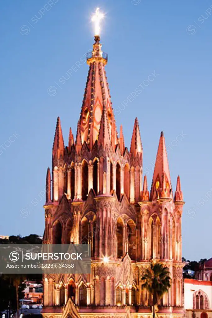 La Parroquia at Dusk, San Miguel de Allende, Mexico   