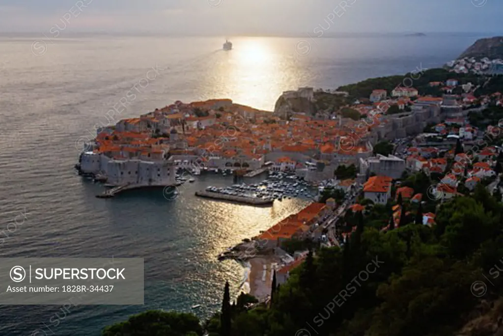 Old City of Dubrovnik at Dusk, Croatia   